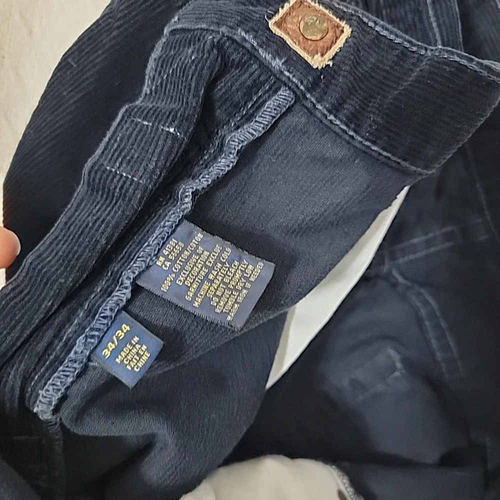 Vintage Ralph Lauren Corduroy Straight Fit Pants Navy Blue Men’s Size 34X34 EUC